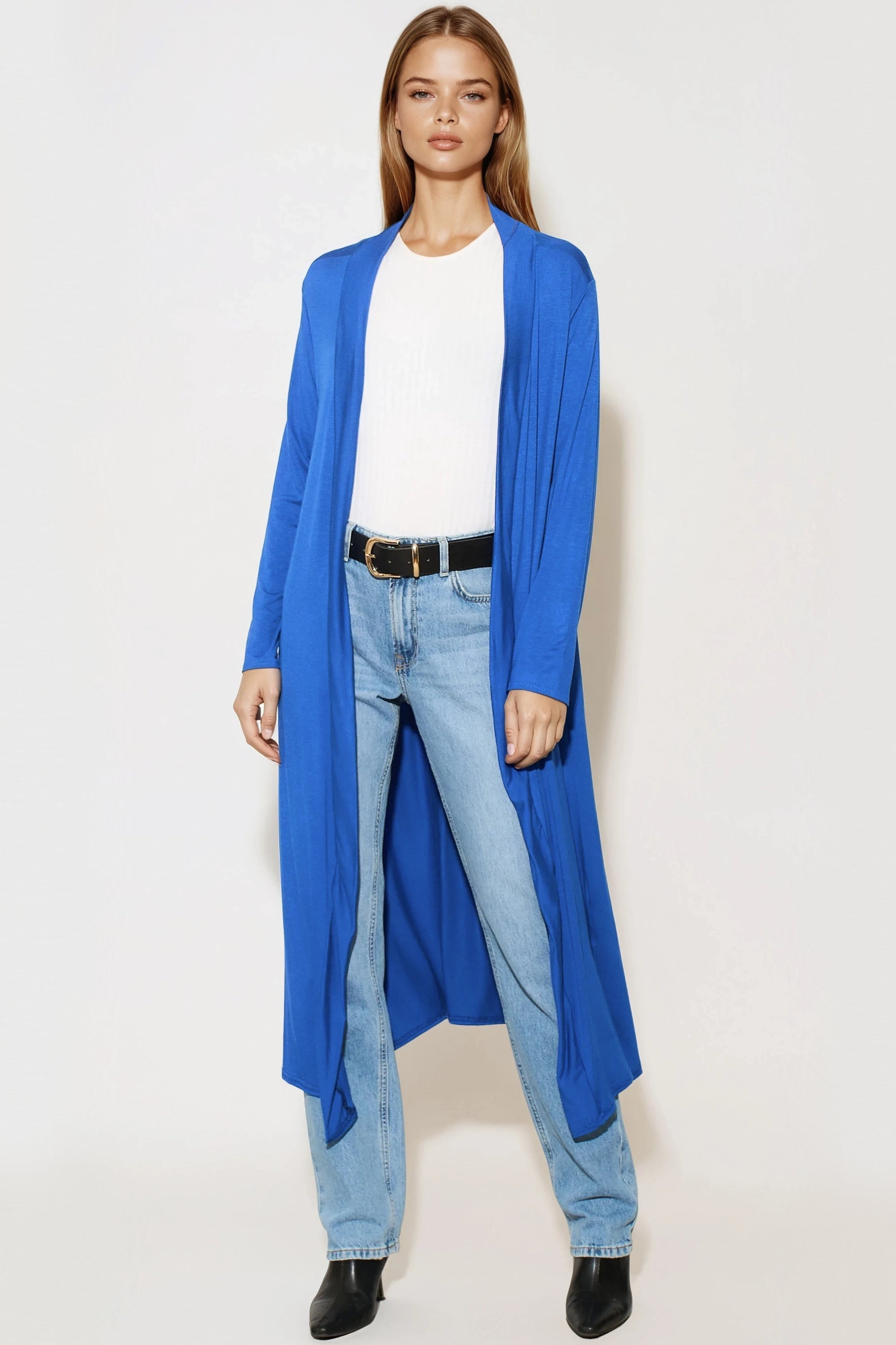 Royal Blue Jersey Longline Cardigan-0