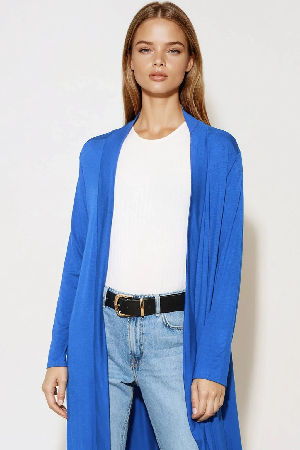 Royal Blue Jersey Longline Cardigan-1