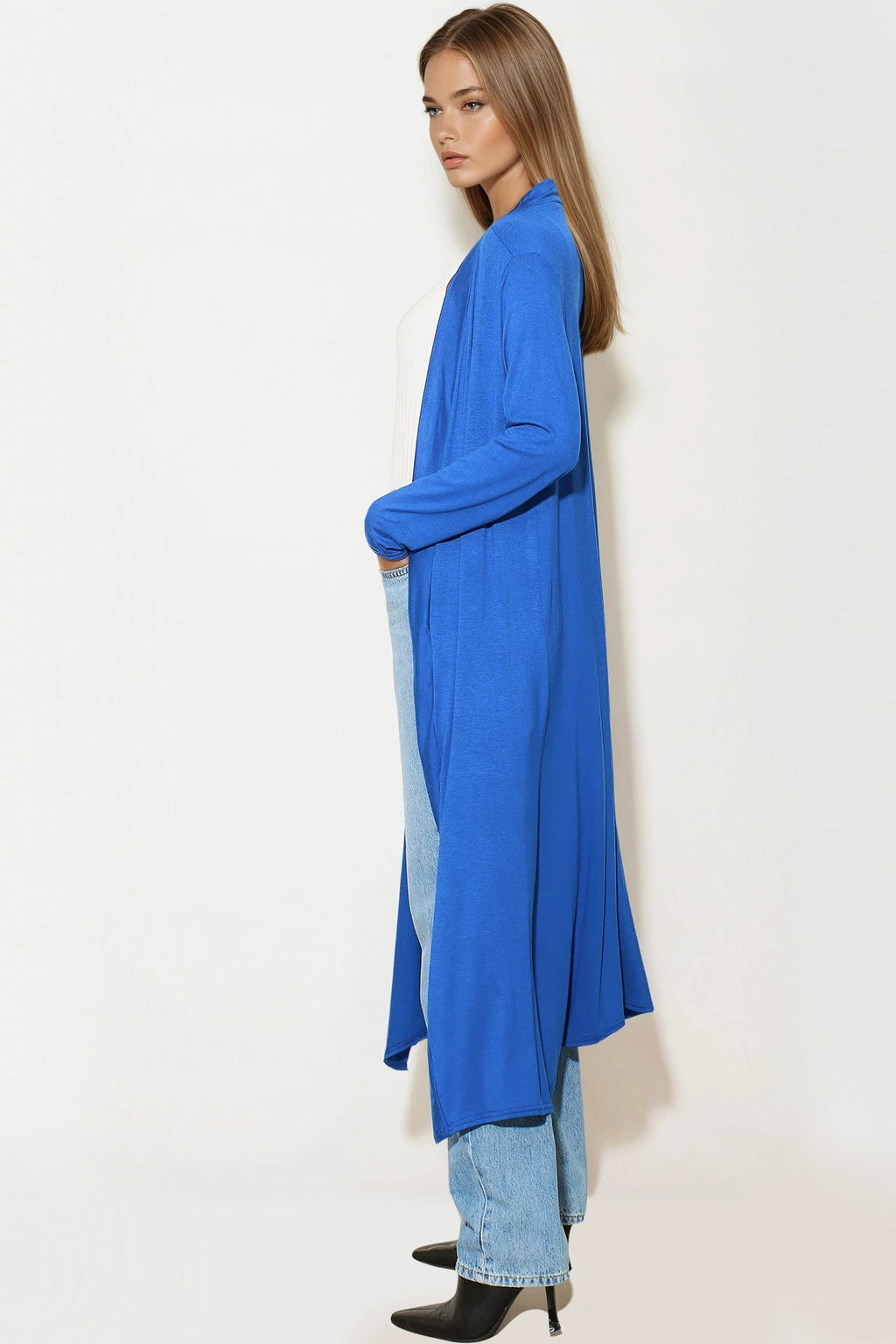 Royal Blue Jersey Longline Cardigan-2