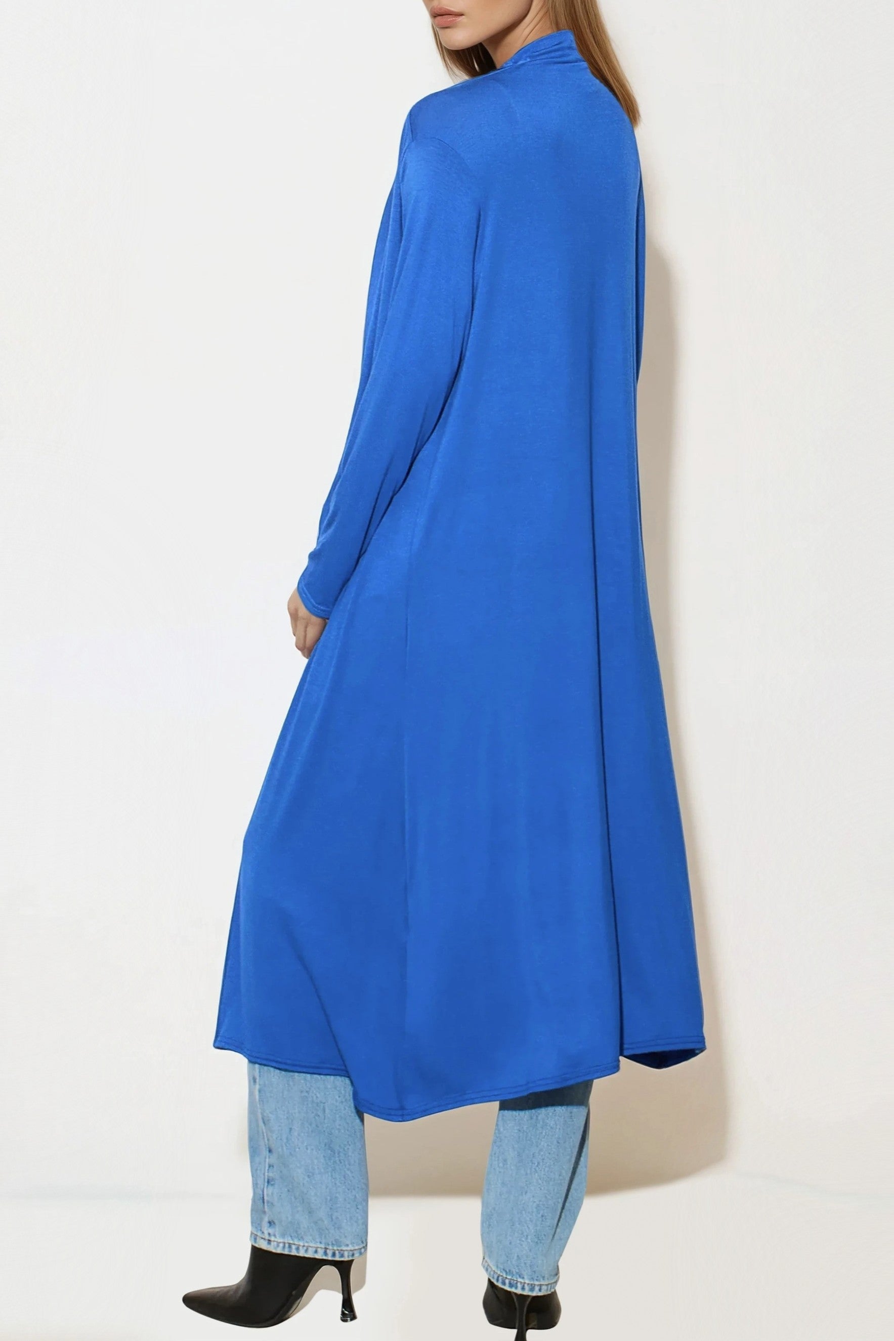 Royal Blue Jersey Longline Cardigan-3
