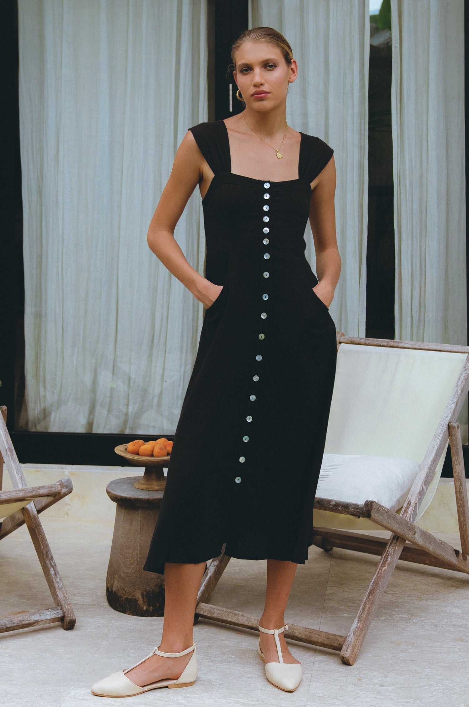 Mira Linen Midi Dress-0