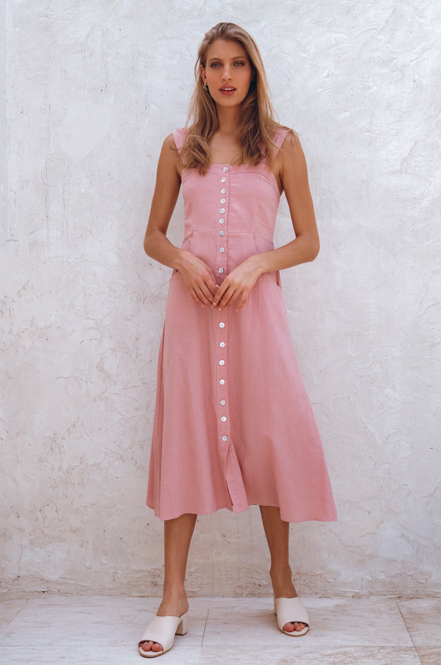 Mira Linen Midi Dress-2