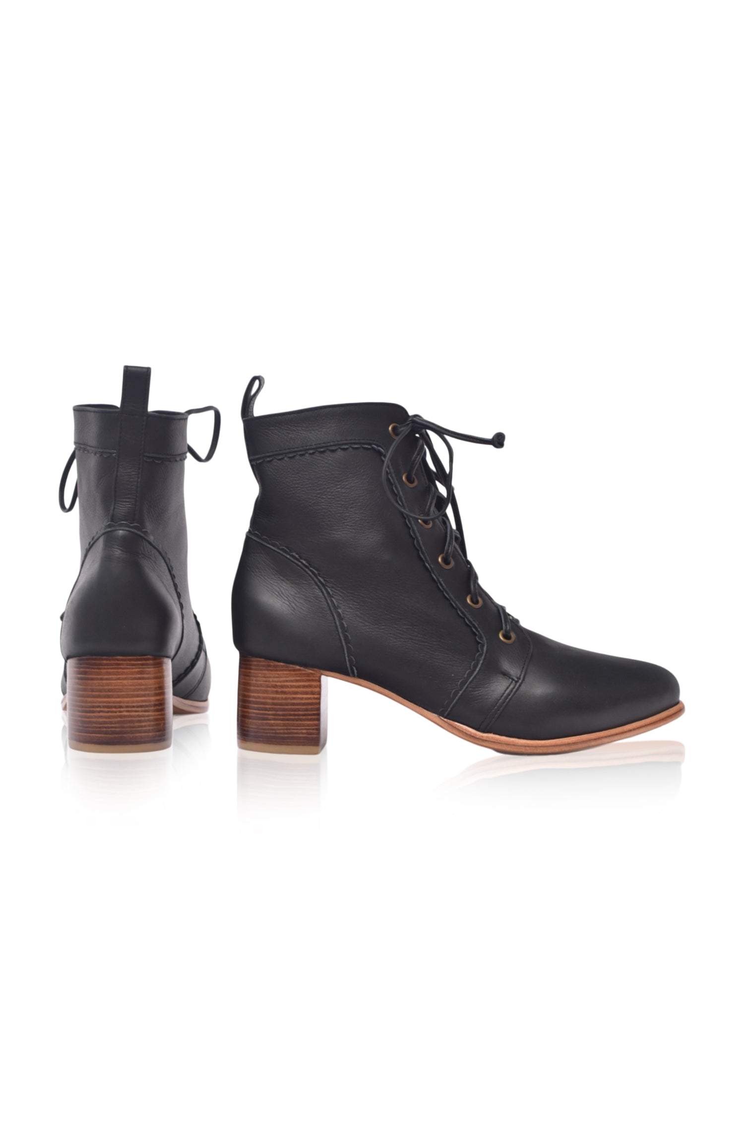 Mon Reve Lace-Up Leather Ankle Booties-3