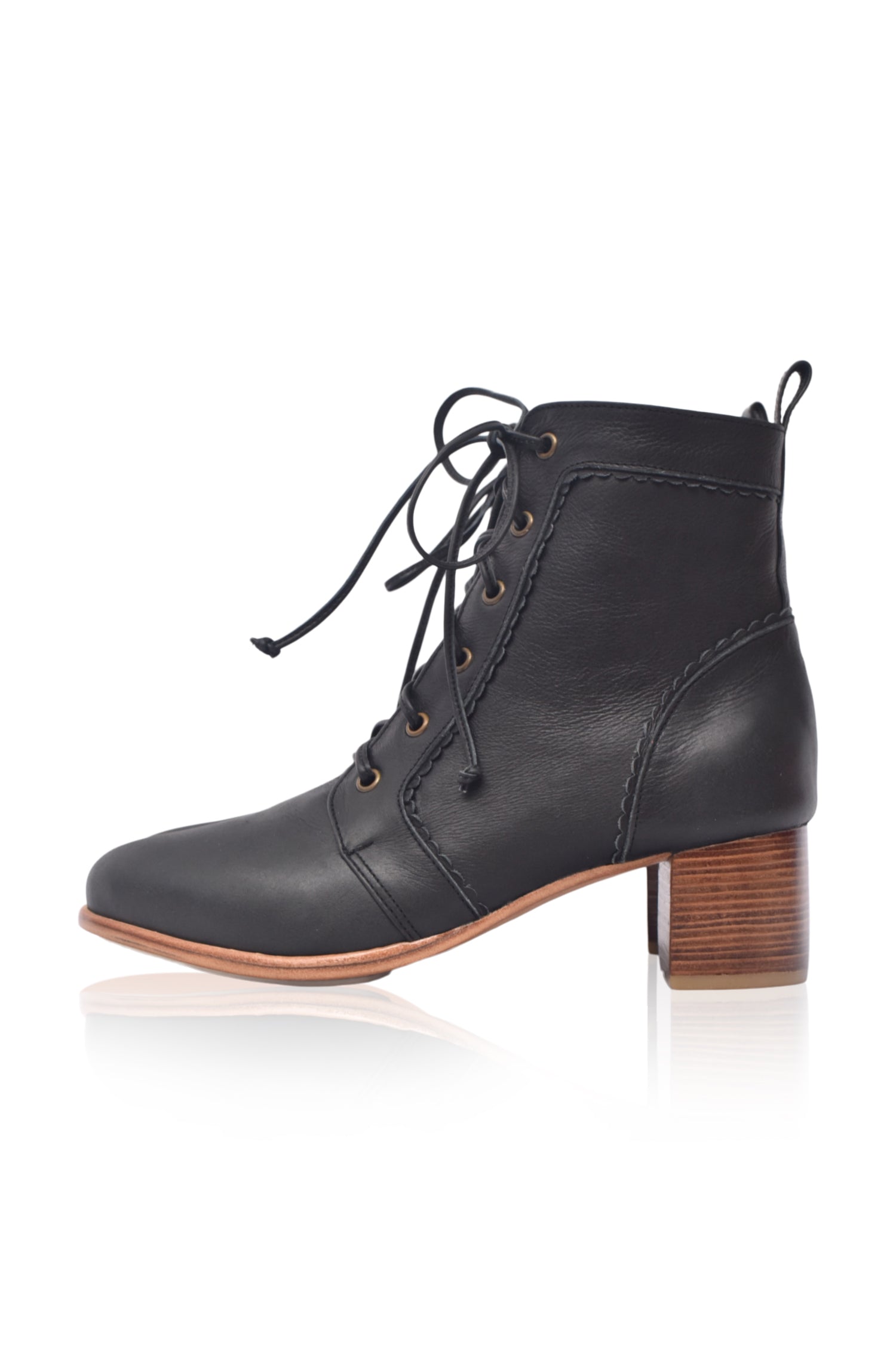 Mon Reve Lace-Up Leather Ankle Booties-1