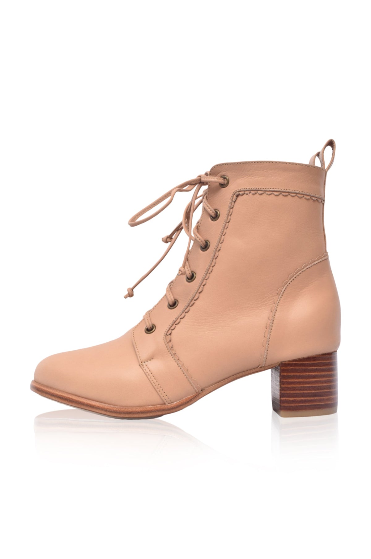 Mon Reve Lace-Up Leather Ankle Booties-5