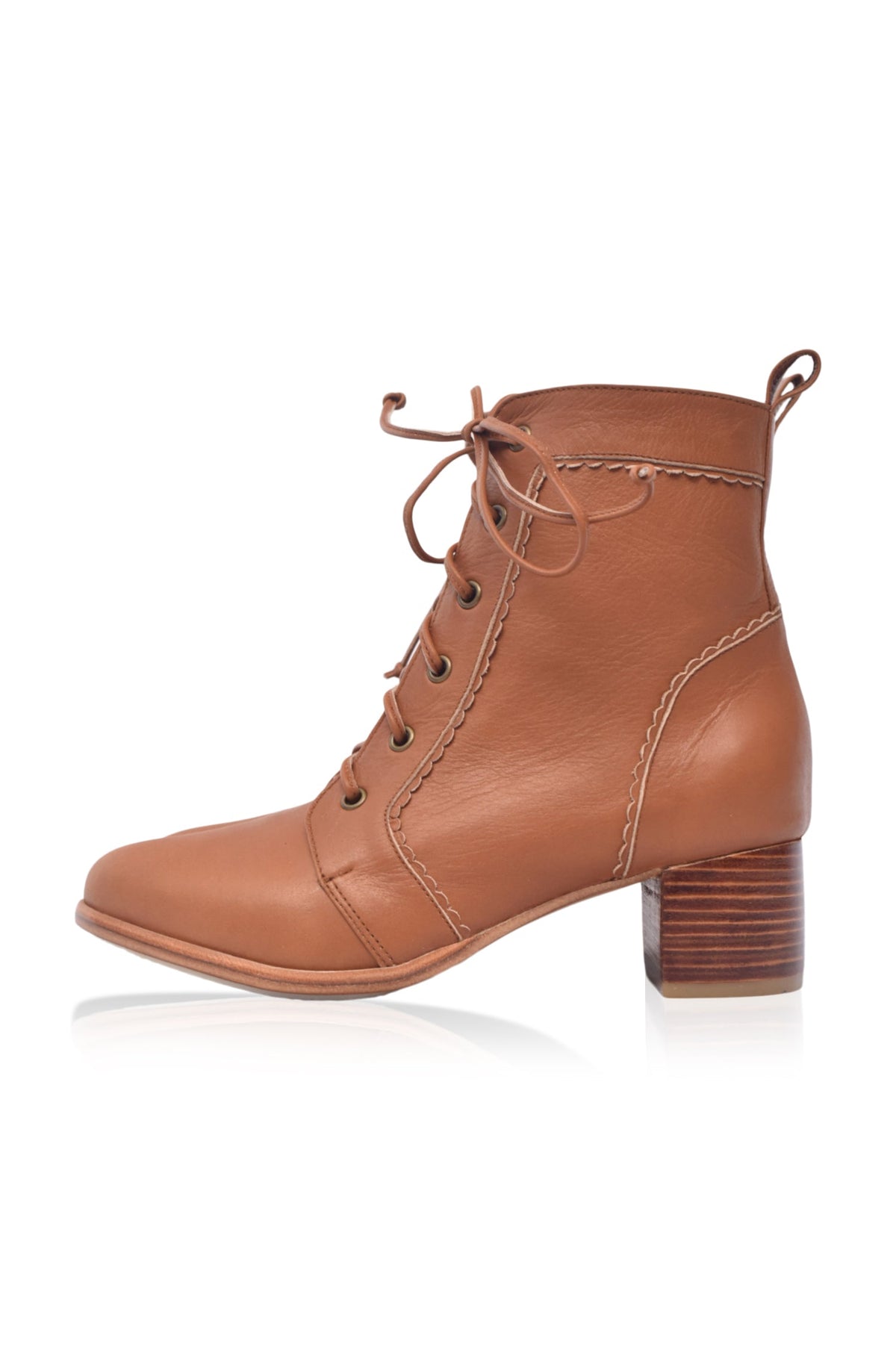 Mon Reve Lace-Up Leather Ankle Booties-6