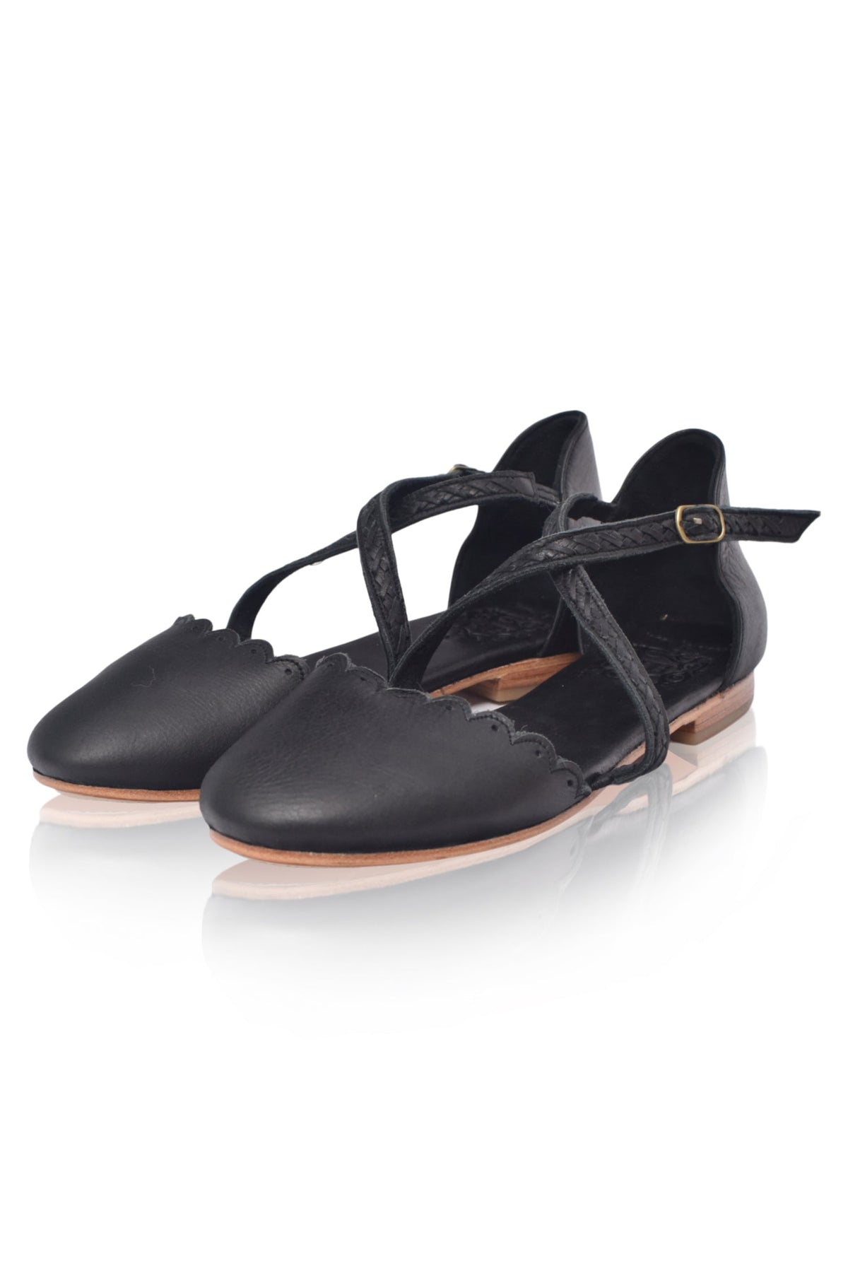 Montana Criss-Cross Leather Flats-6