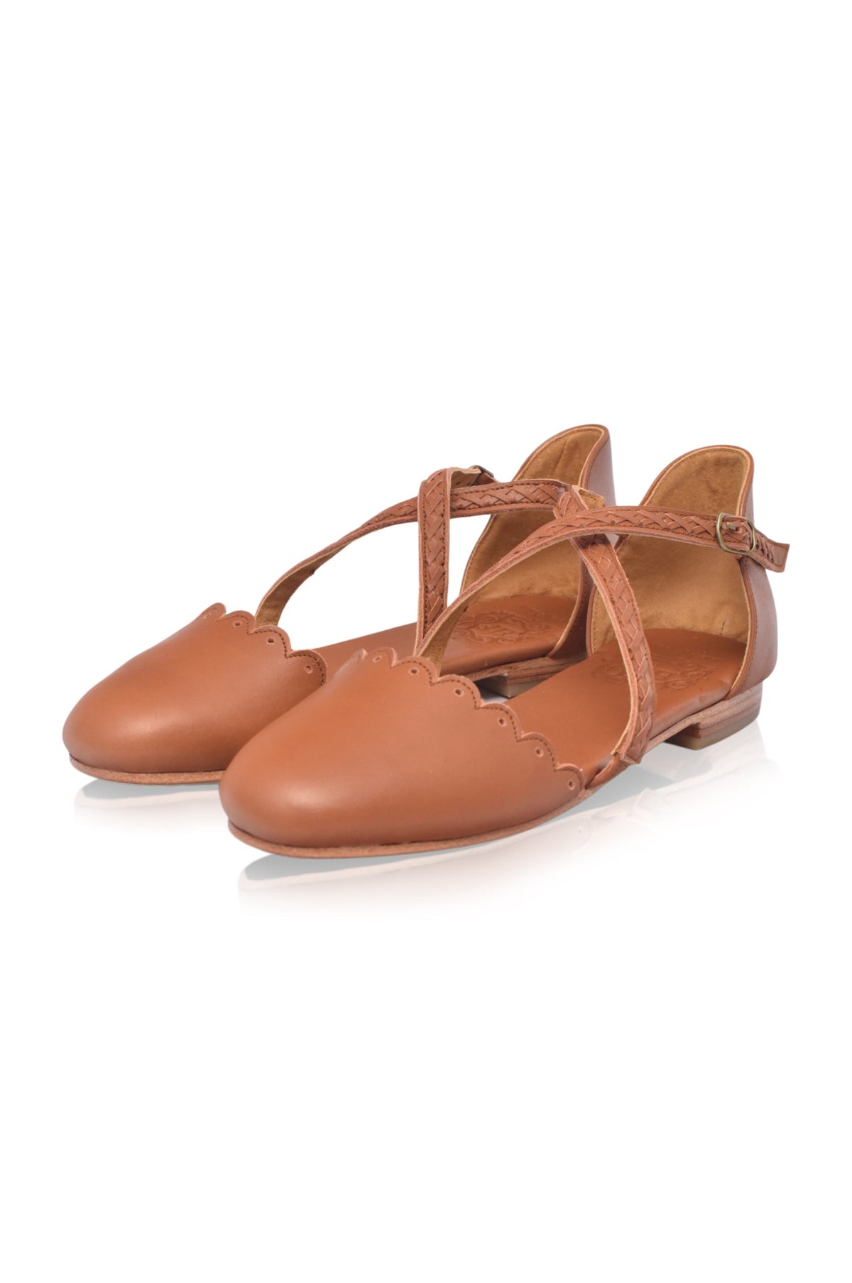 Montana Criss-Cross Leather Flats-5