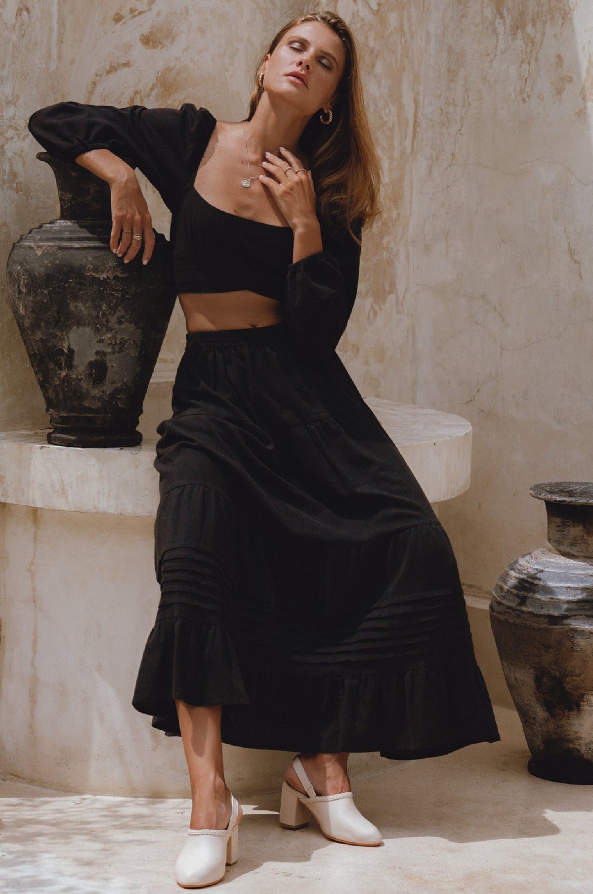 Mumbai Maxi Linen Skirt-0