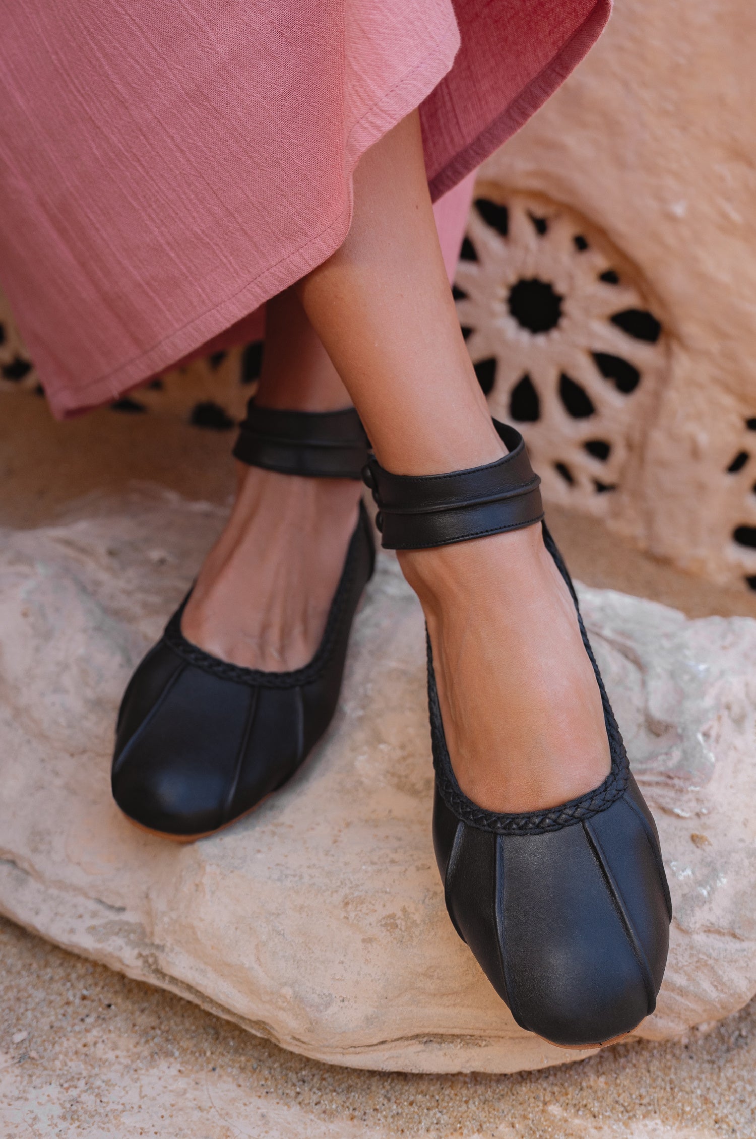 Muse Ankle Strap Leather Ballet Flats (Sz. 4-10.5)-0