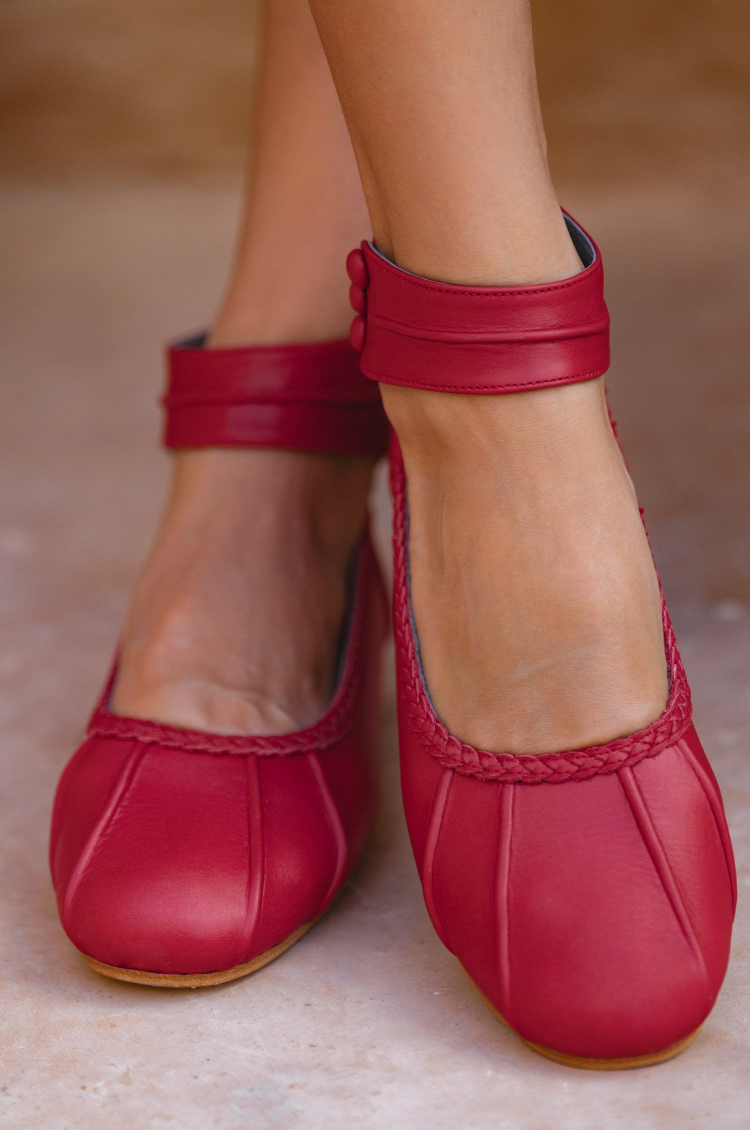 Muse Ankle Strap Leather Ballet Flats-1