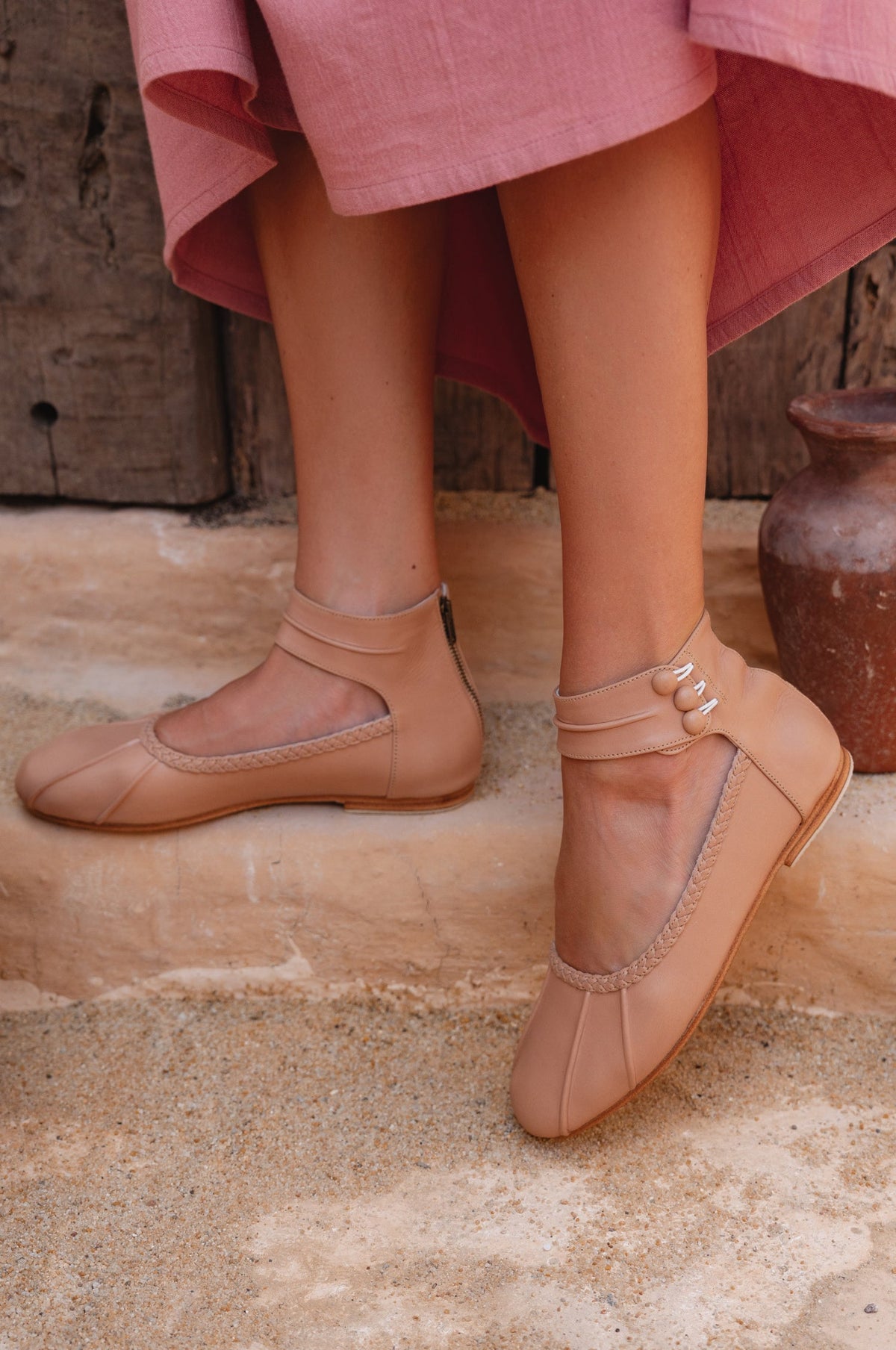 Muse Ankle Strap Leather Ballet Flats-1