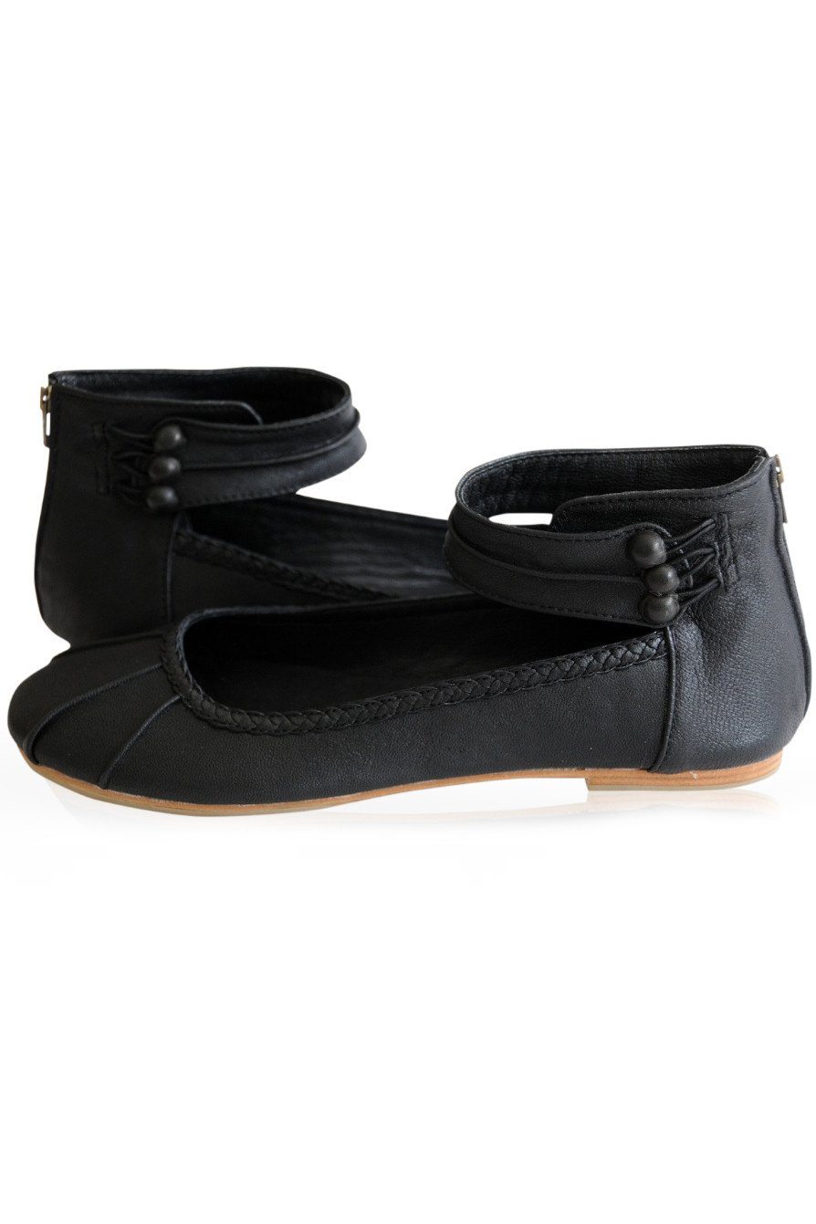 Muse Ankle Strap Leather Ballet Flats (Sz. 4-10.5)-2