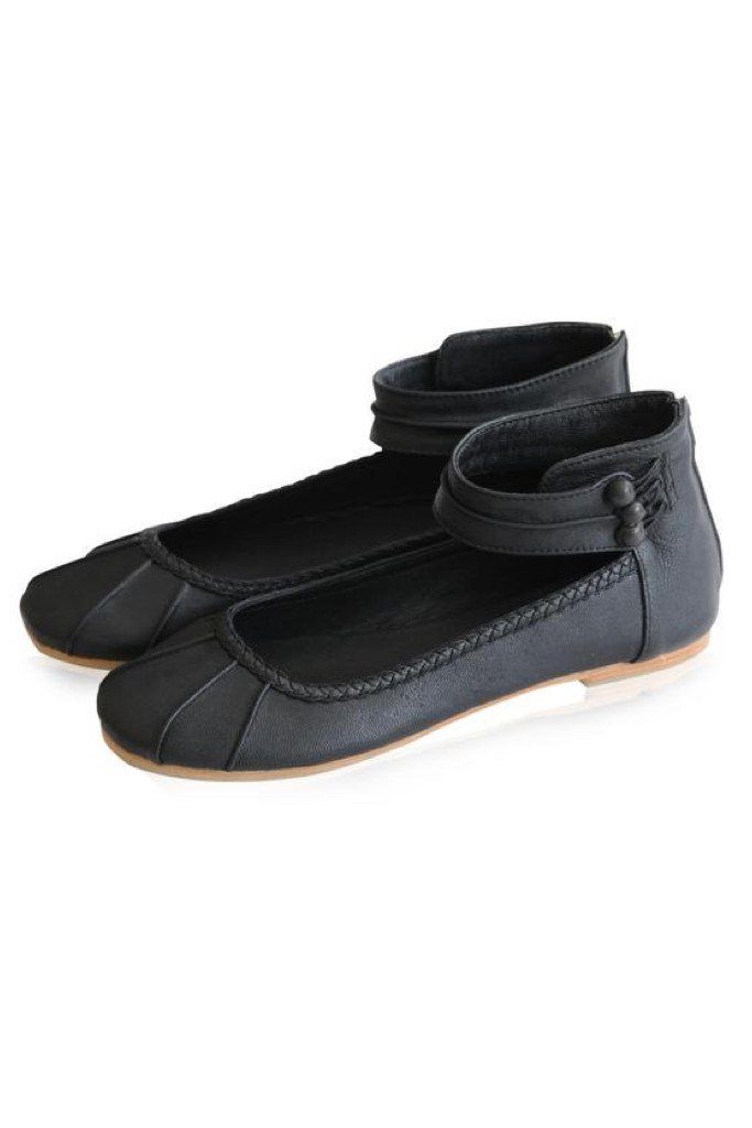 Muse Ankle Strap Leather Ballet Flats (Sz. 4-10.5)-1