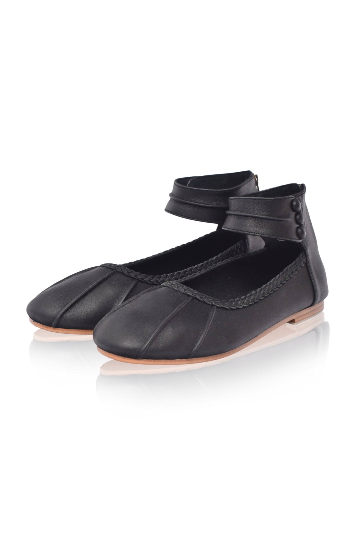 Muse Ankle Strap Leather Ballet Flats-2