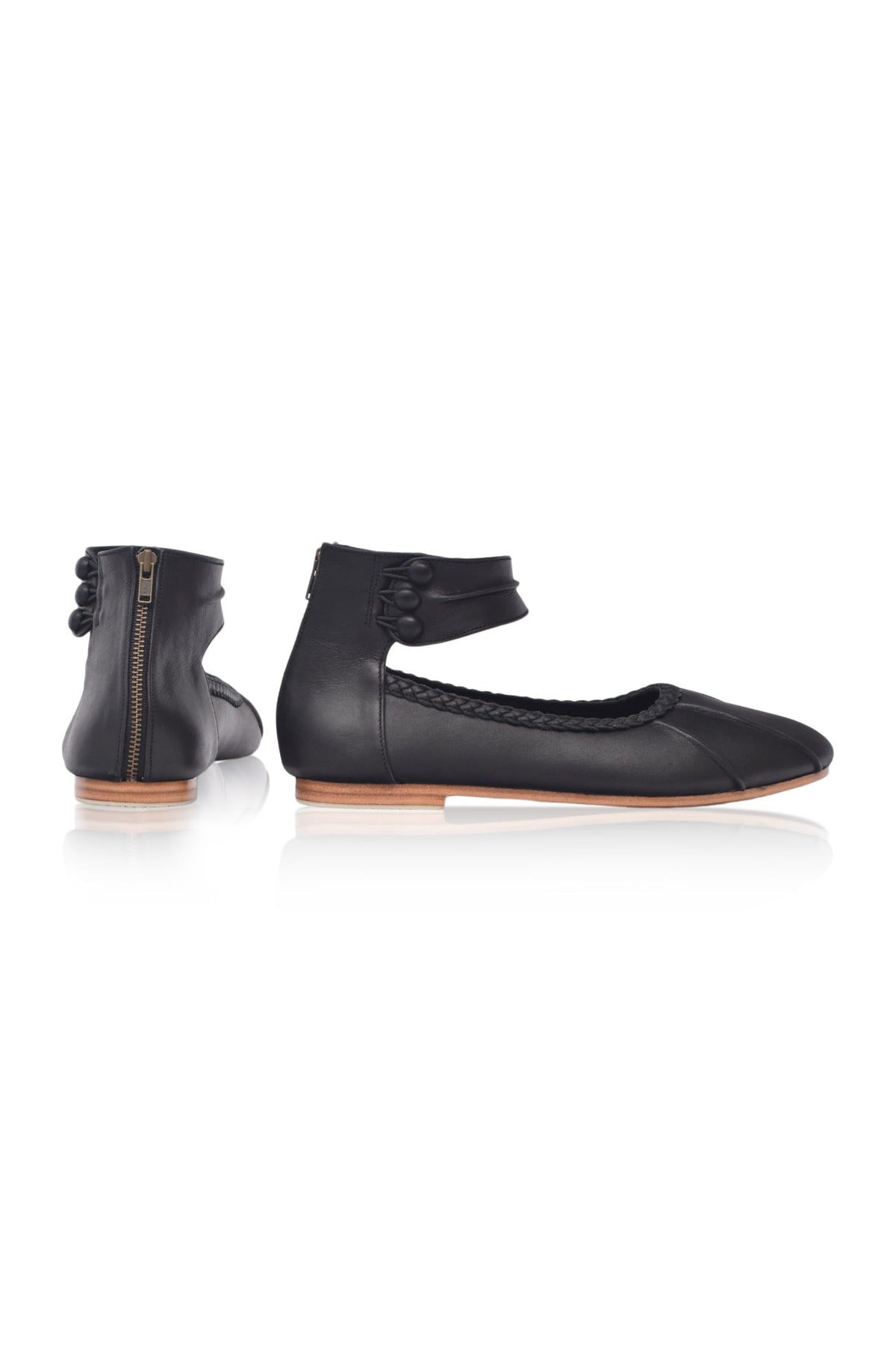 Muse Ankle Strap Leather Ballet Flats-3
