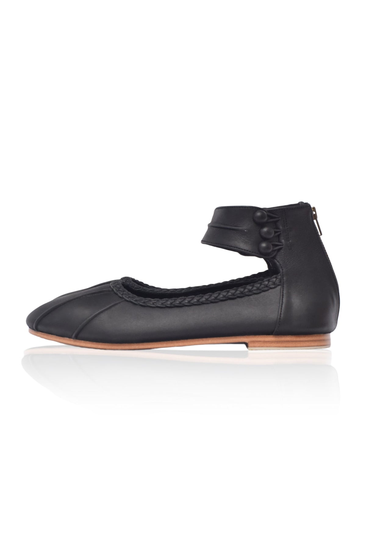 Muse Ankle Strap Leather Ballet Flats-8