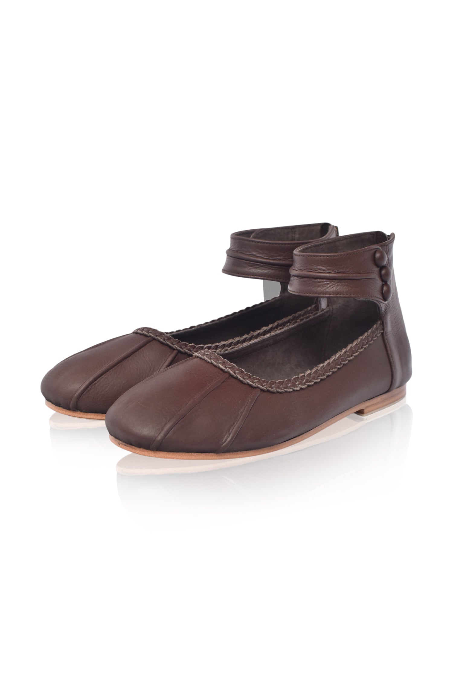 Muse Ankle Strap Leather Ballet Flats-1
