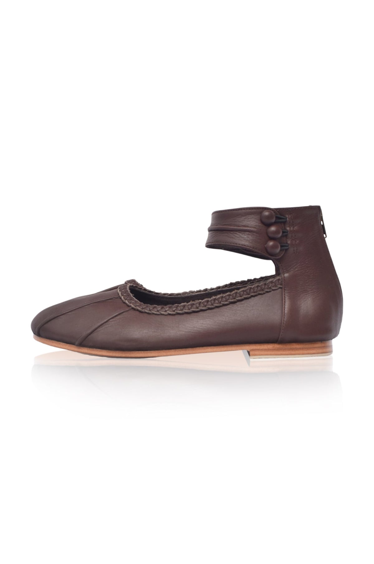 Muse Ankle Strap Leather Ballet Flats-7