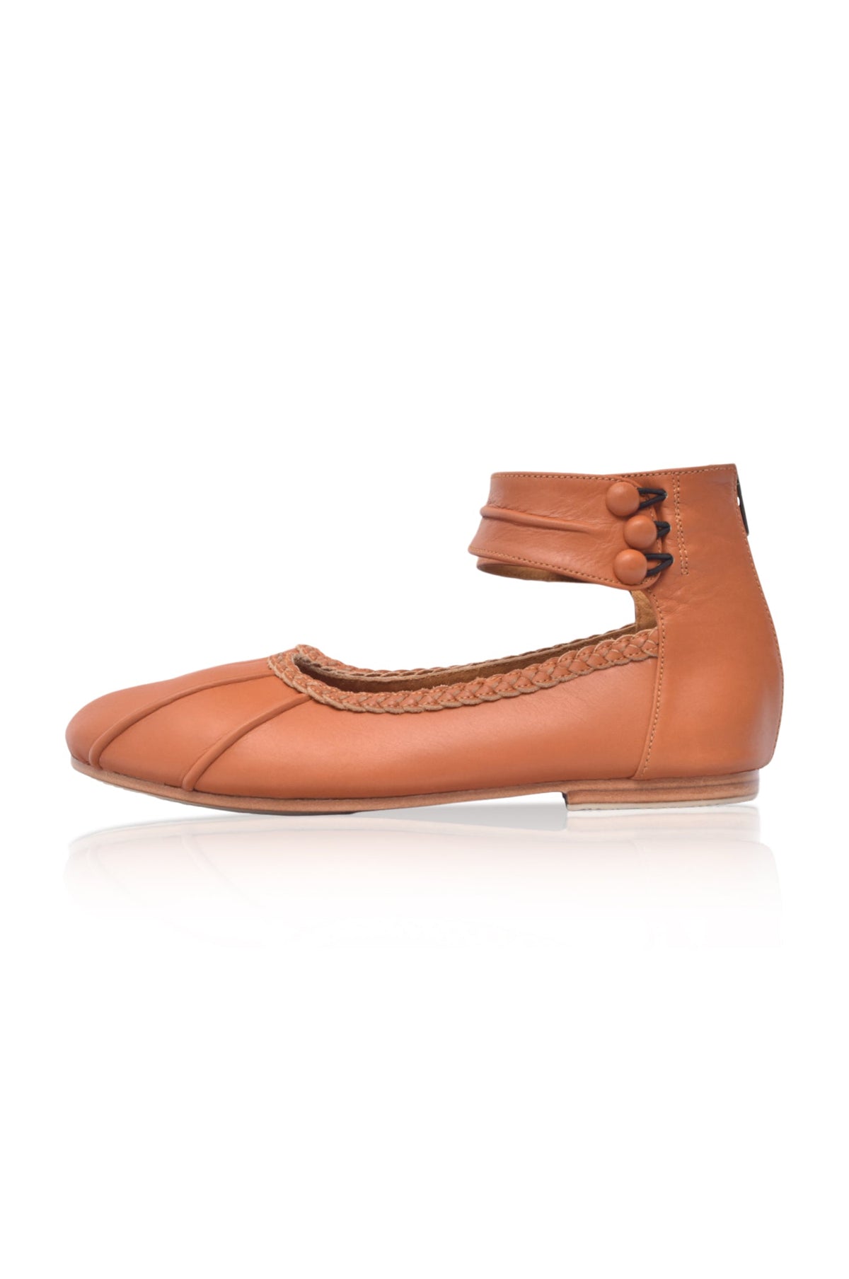Muse Ankle Strap Leather Ballet Flats-8