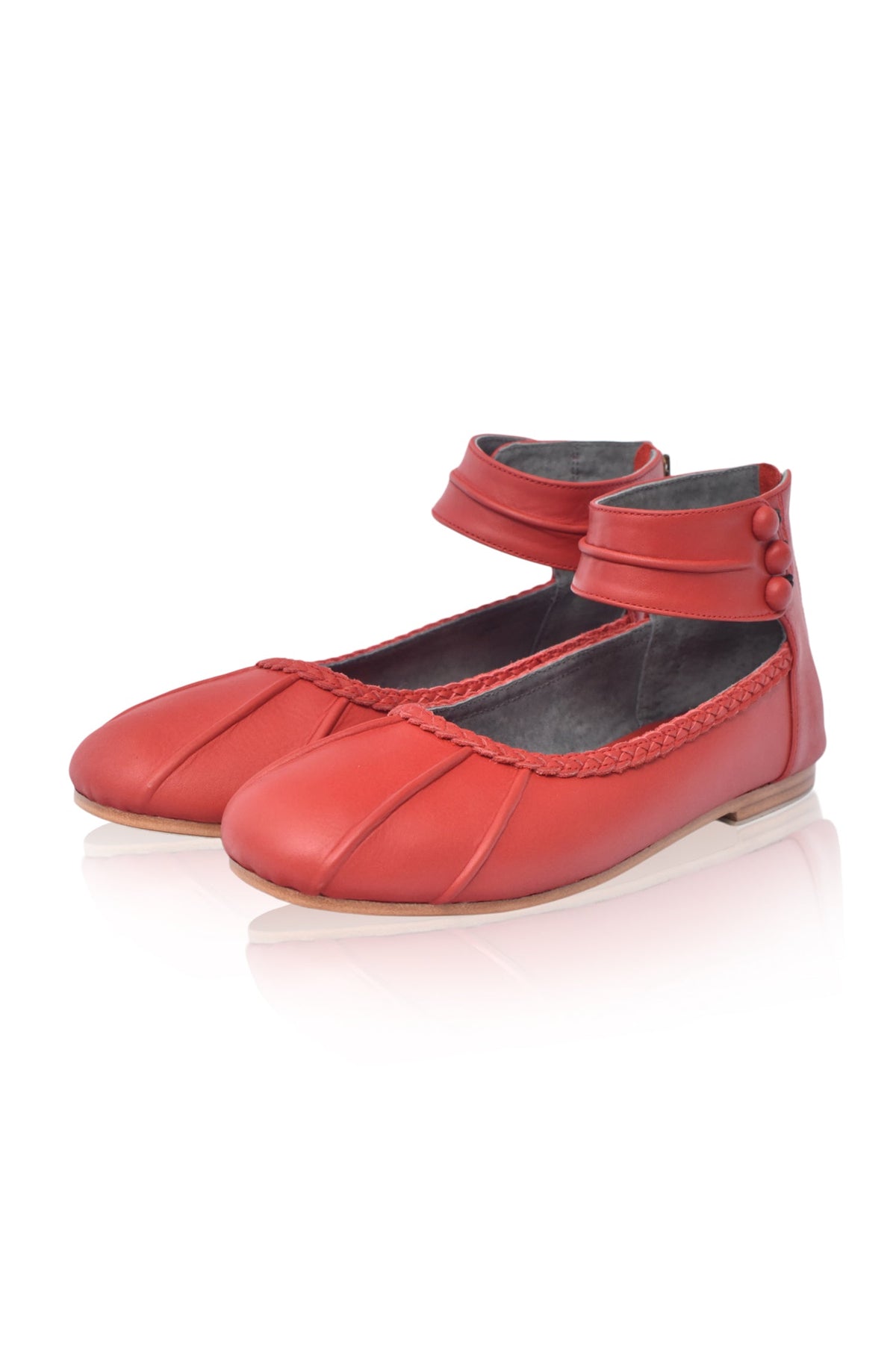 Muse Ankle Strap Leather Ballet Flats-3