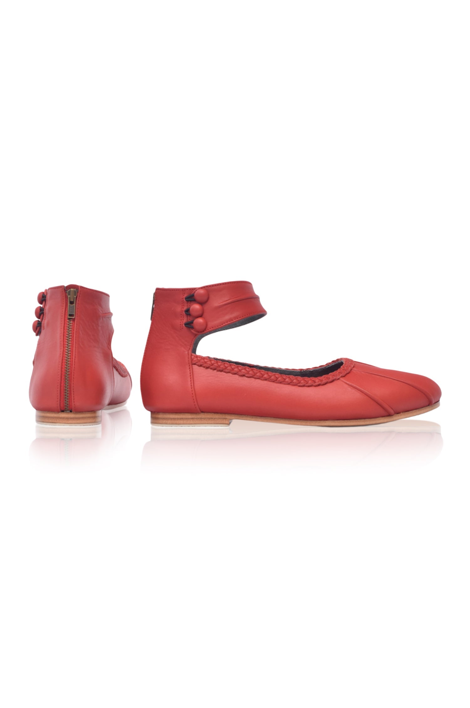 Muse Ankle Strap Leather Ballet Flats-4