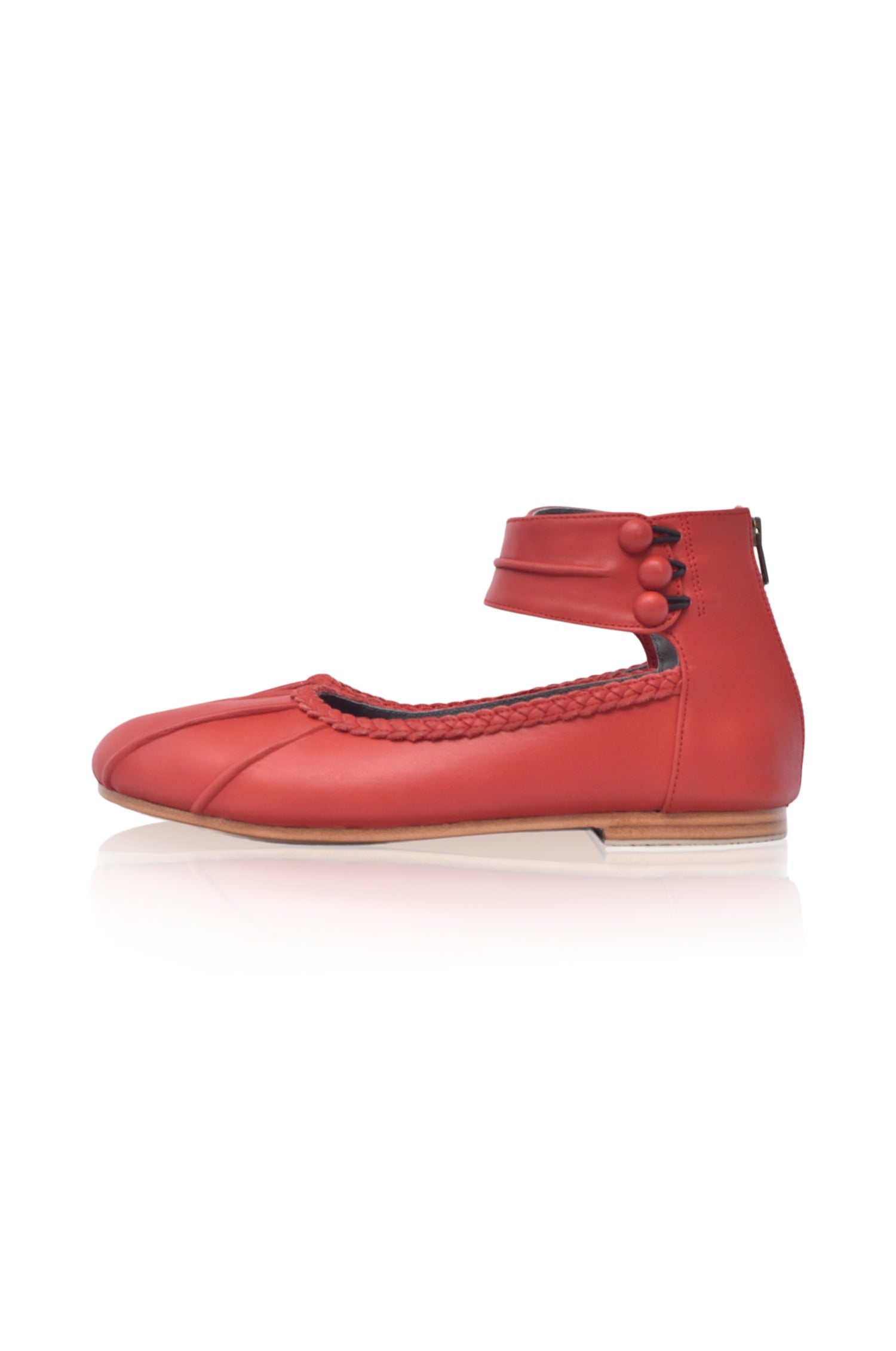 Muse Ankle Strap Leather Ballet Flats-10