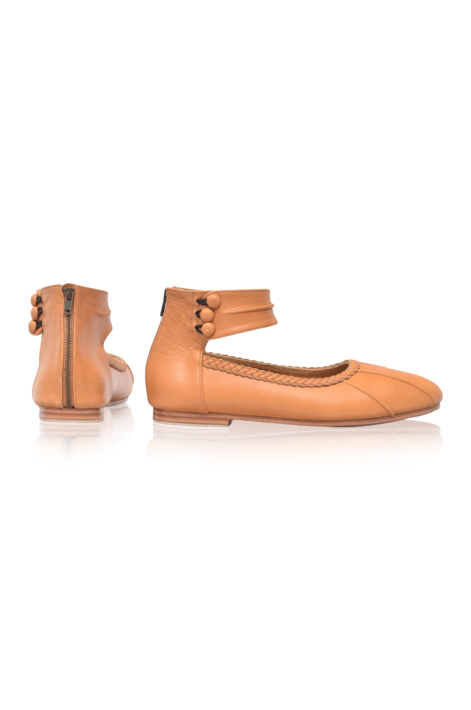 Muse Ankle Strap Leather Ballet Flats-3