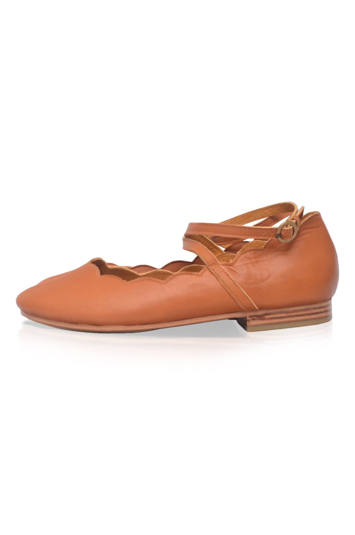 Myrelle Criss-Cross Leather Ballet Flats-1