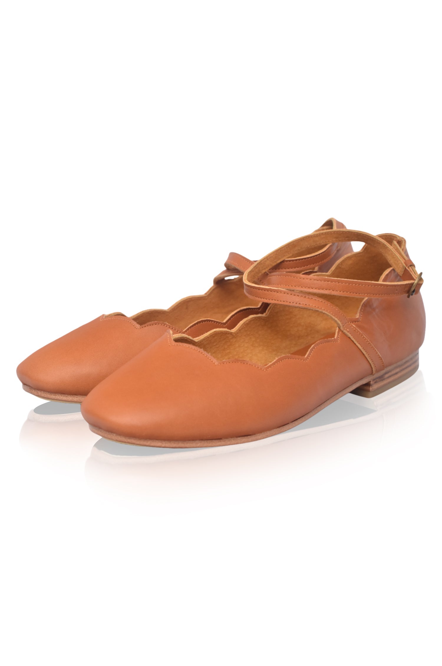 Myrelle Criss-Cross Leather Ballet Flats-2
