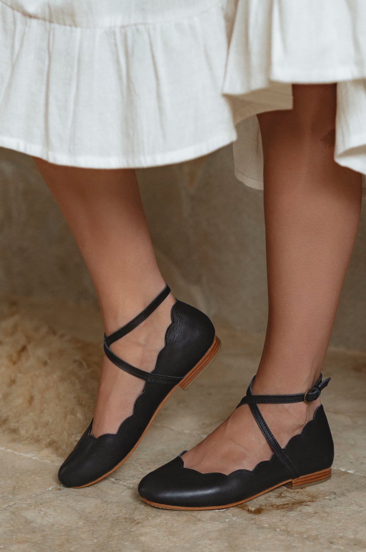 Myrelle Criss-Cross Leather Ballet Flats-1