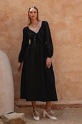 Narcisa Puff Sleeve Linen Dress-0