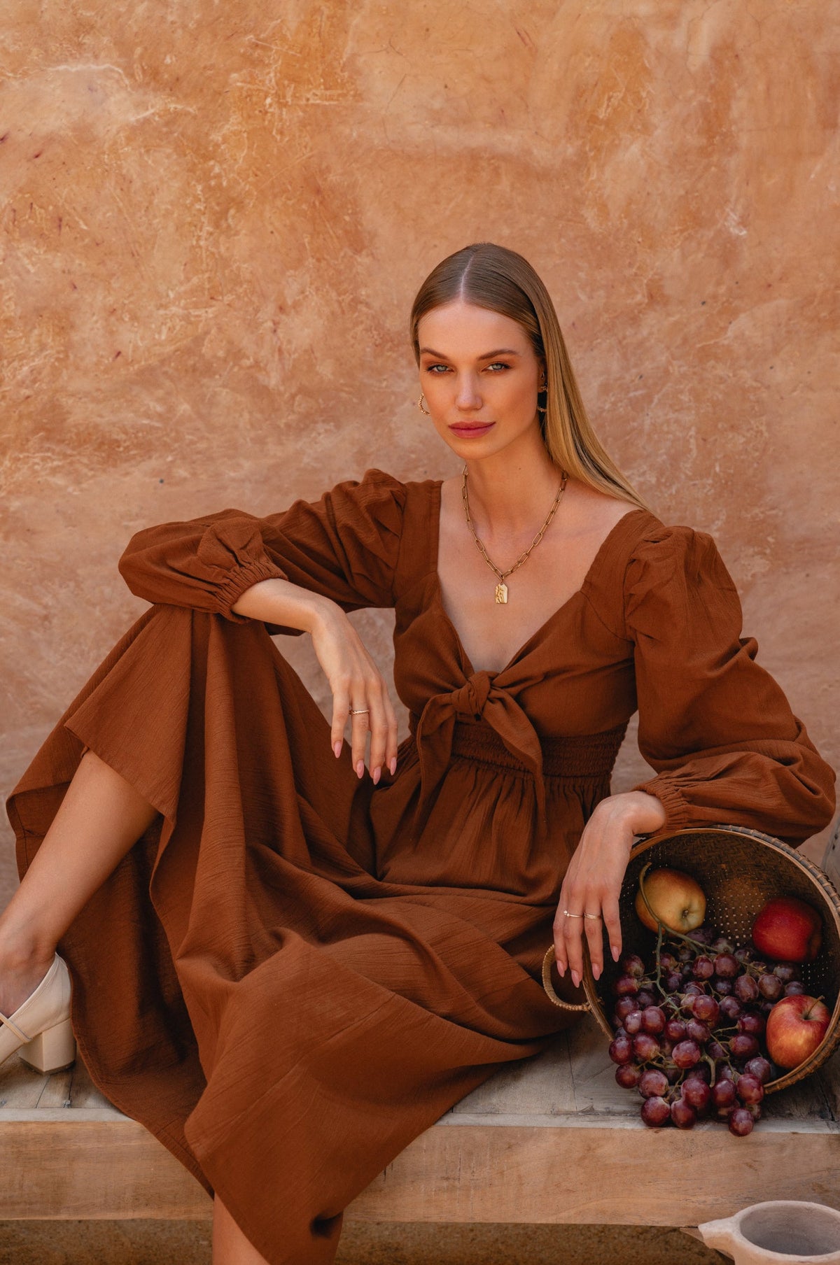 Narcisa Puff Sleeve Linen Dress-4