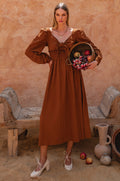 Narcisa Puff Sleeve Linen Dress-0