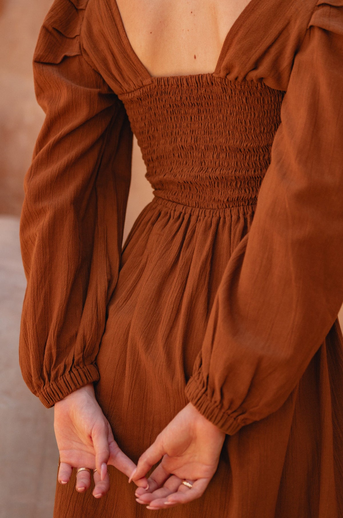 Narcisa Puff Sleeve Linen Dress-3