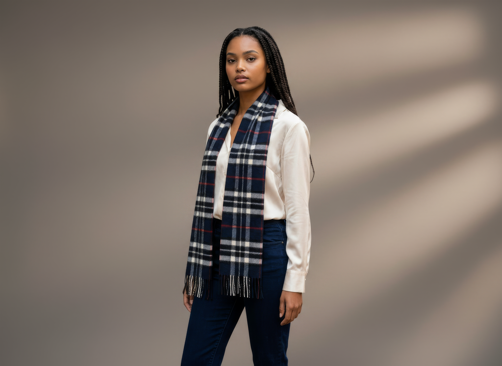 Navy Blue Thompson Merino Scarf-1