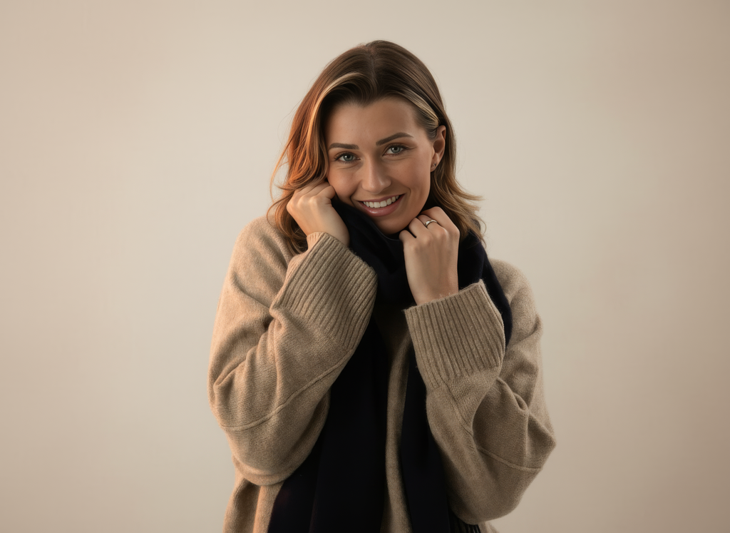 Navy Blue Cashmere Scarf-0