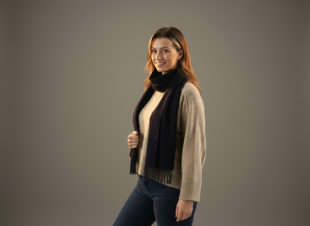Navy Blue Cashmere Scarf-2