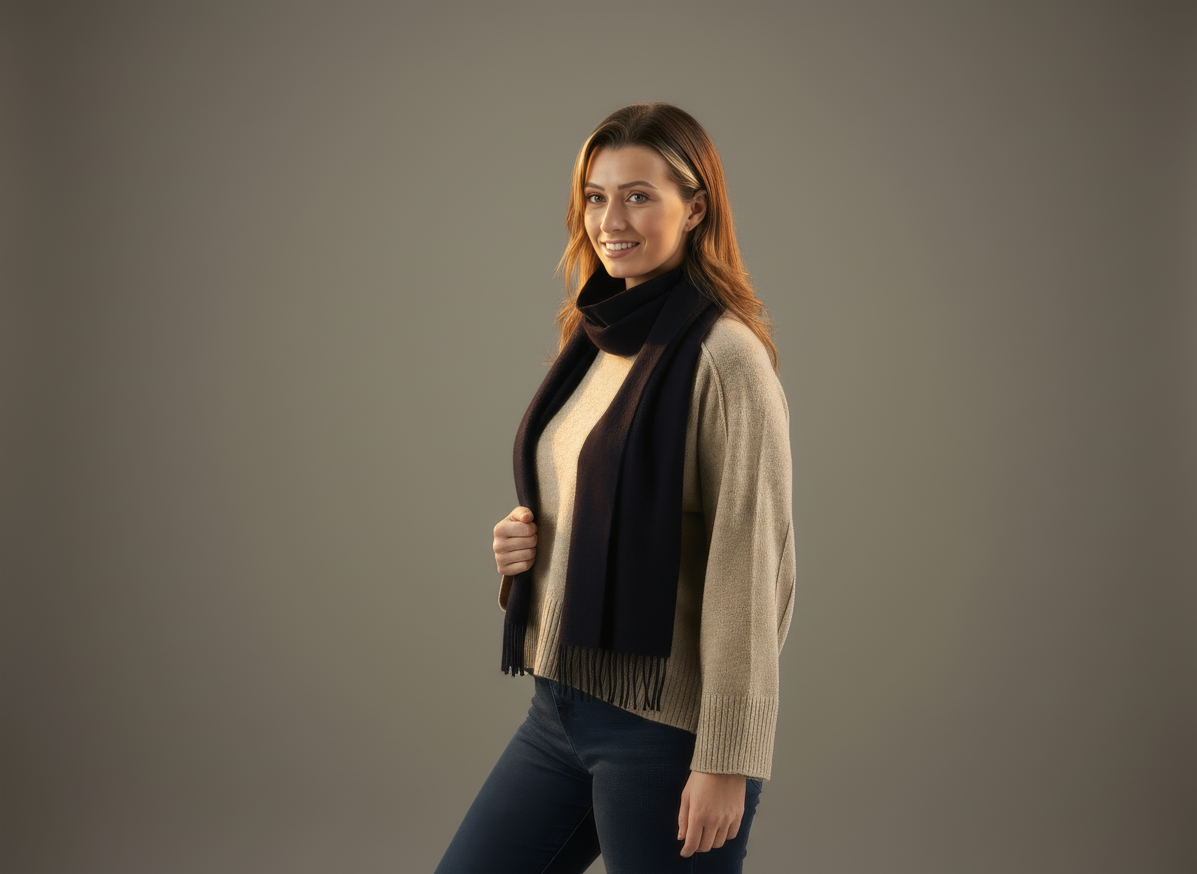 Navy Blue Cashmere Scarf-2