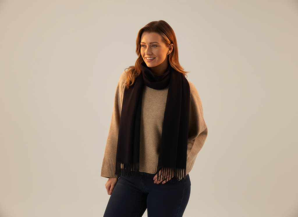 Navy Blue Cashmere Scarf-1