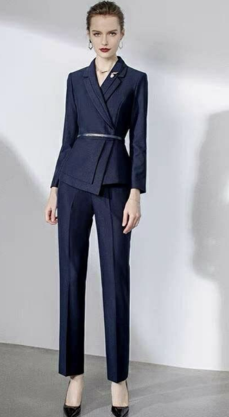 The Mayfair Asymmetrical Suit – Navy (UK size 6)-1