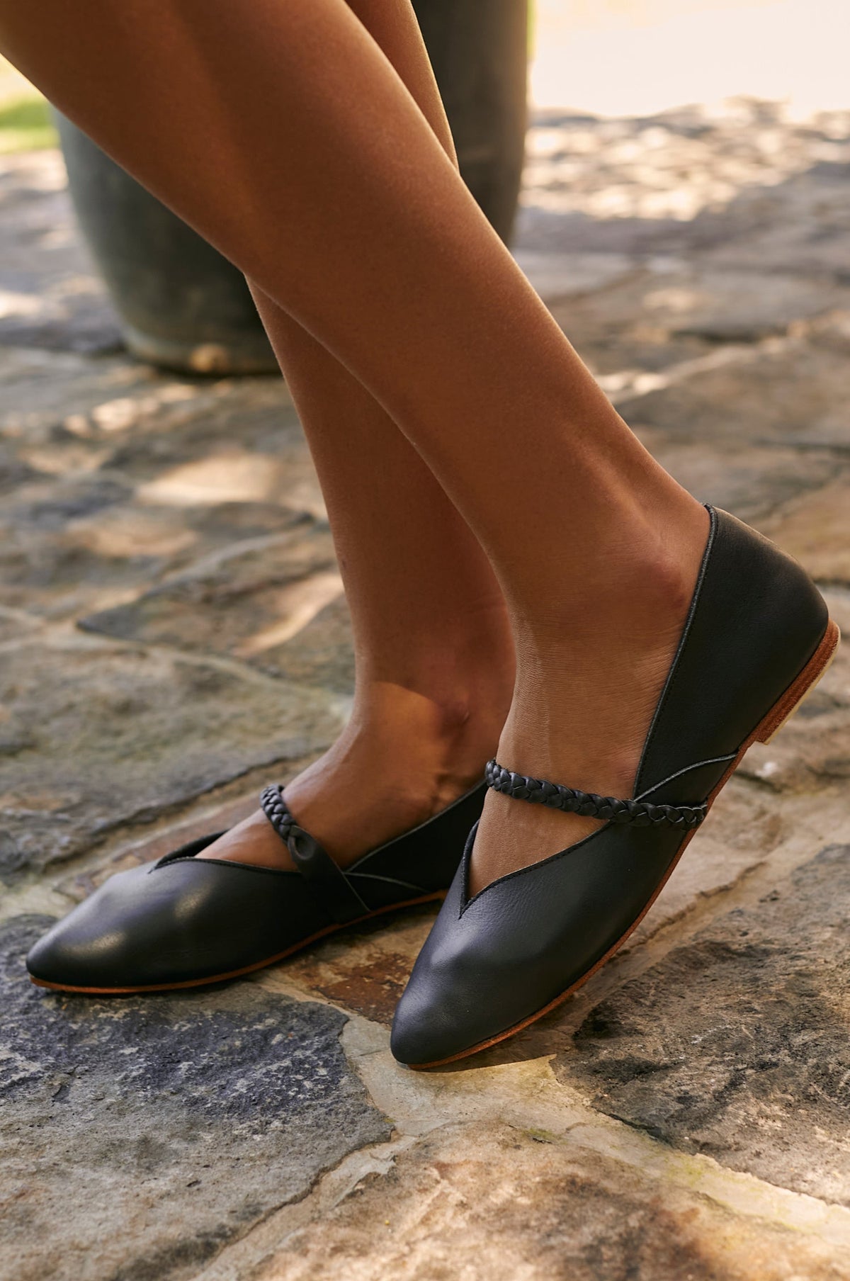 New Love Braided Pointed Toe Leather Flats-0