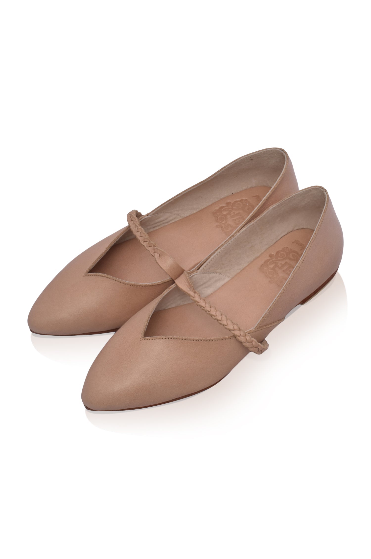 New Love Braided Pointed Toe Leather Flats-2