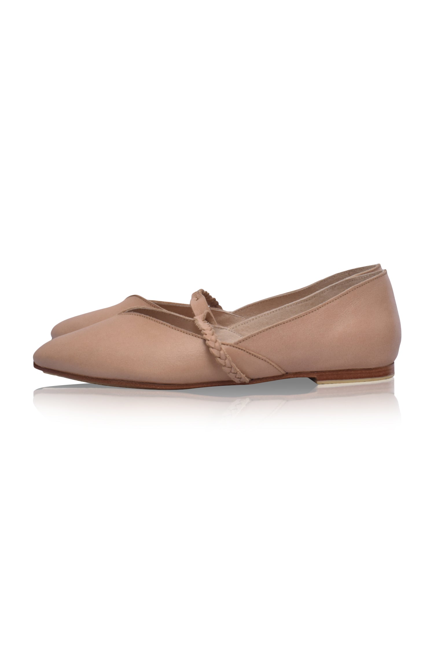 New Love Braided Pointed Toe Leather Flats-3