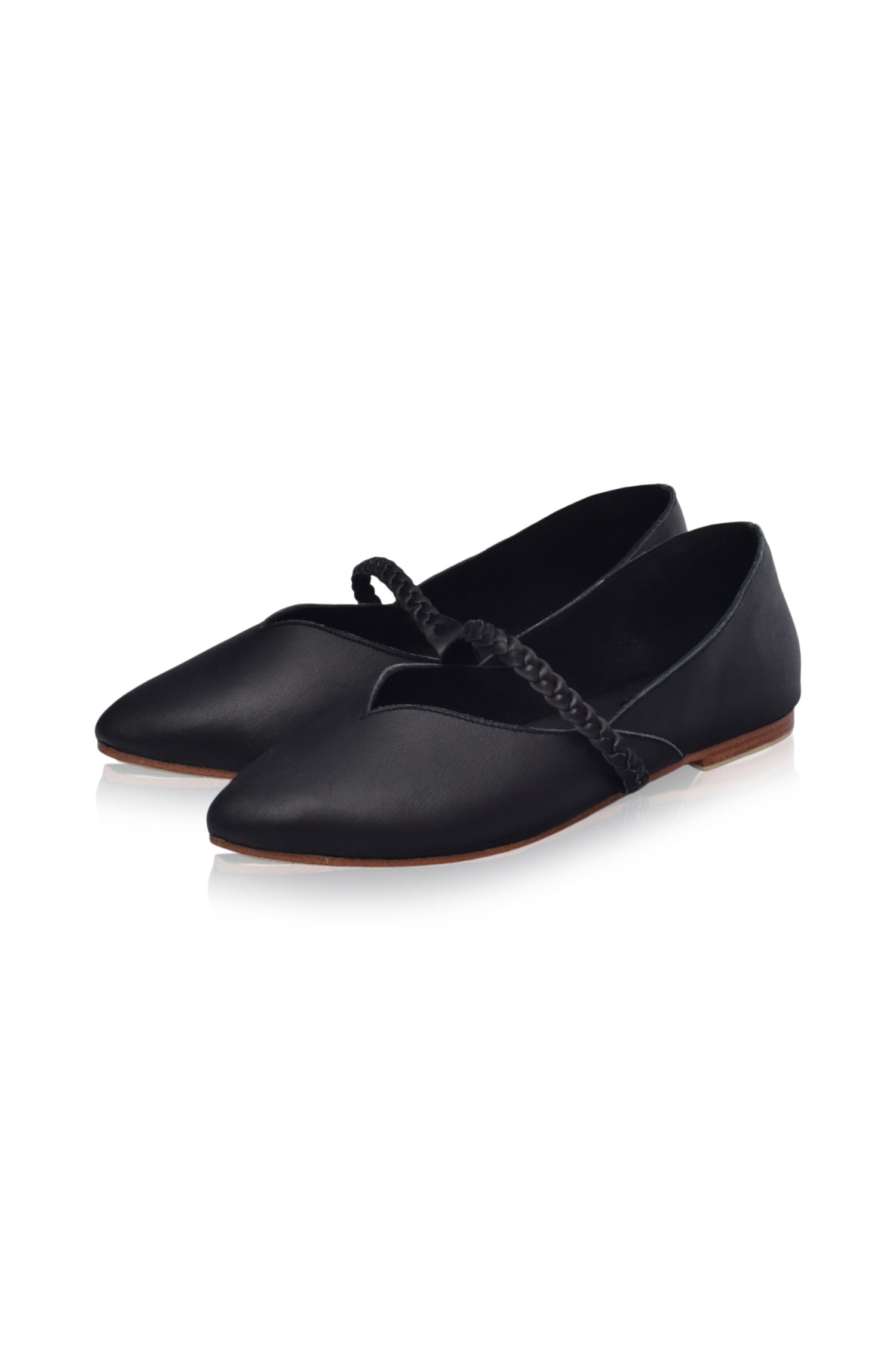New Love Braided Pointed Toe Leather Flats-2