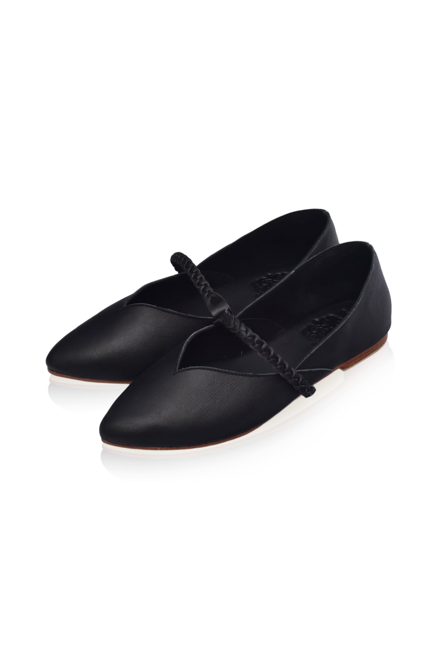 New Love Braided Pointed Toe Leather Flats-4