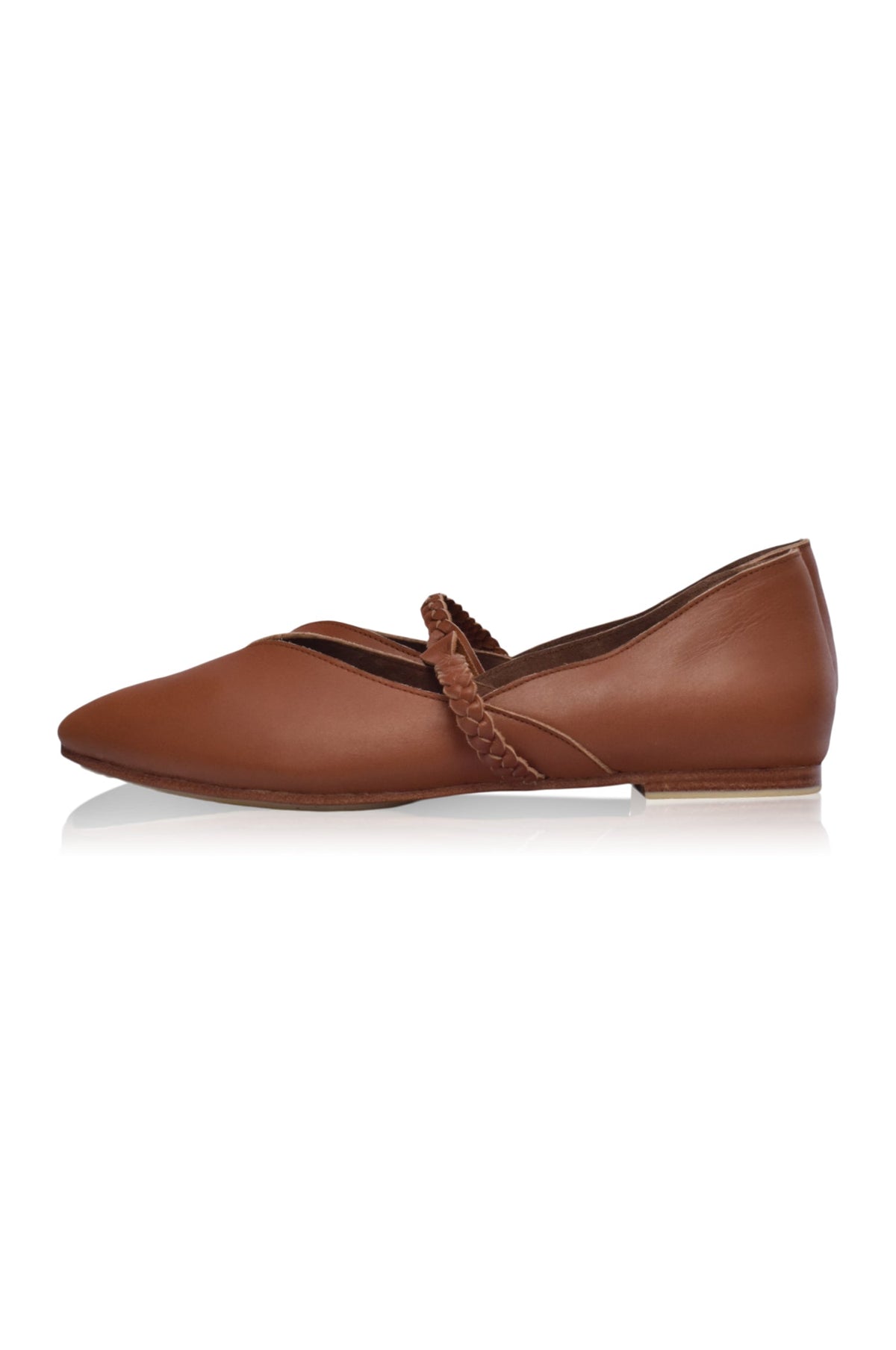 New Love Braided Pointed Toe Leather Flats-2