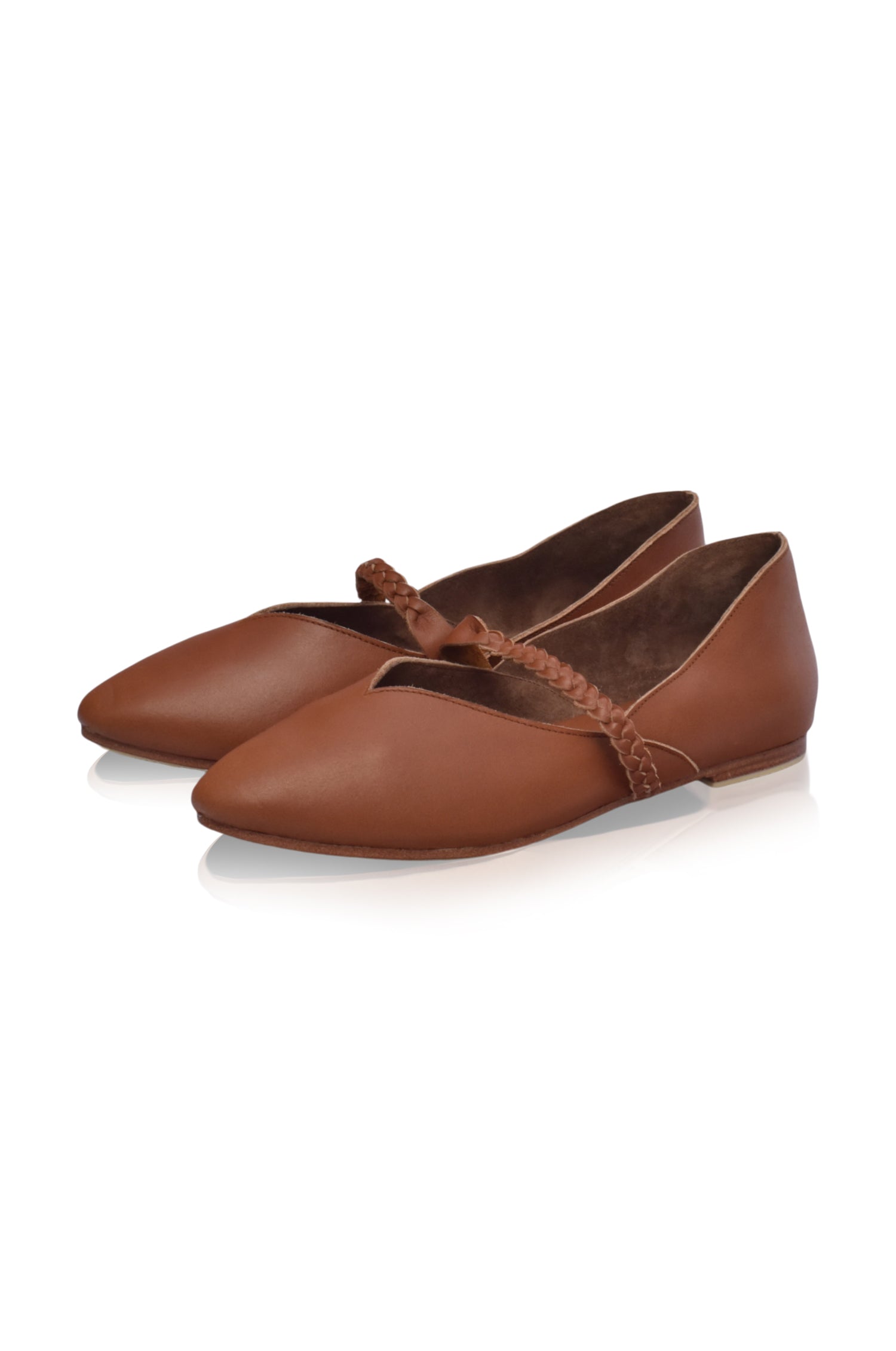New Love Braided Pointed Toe Leather Flats-1