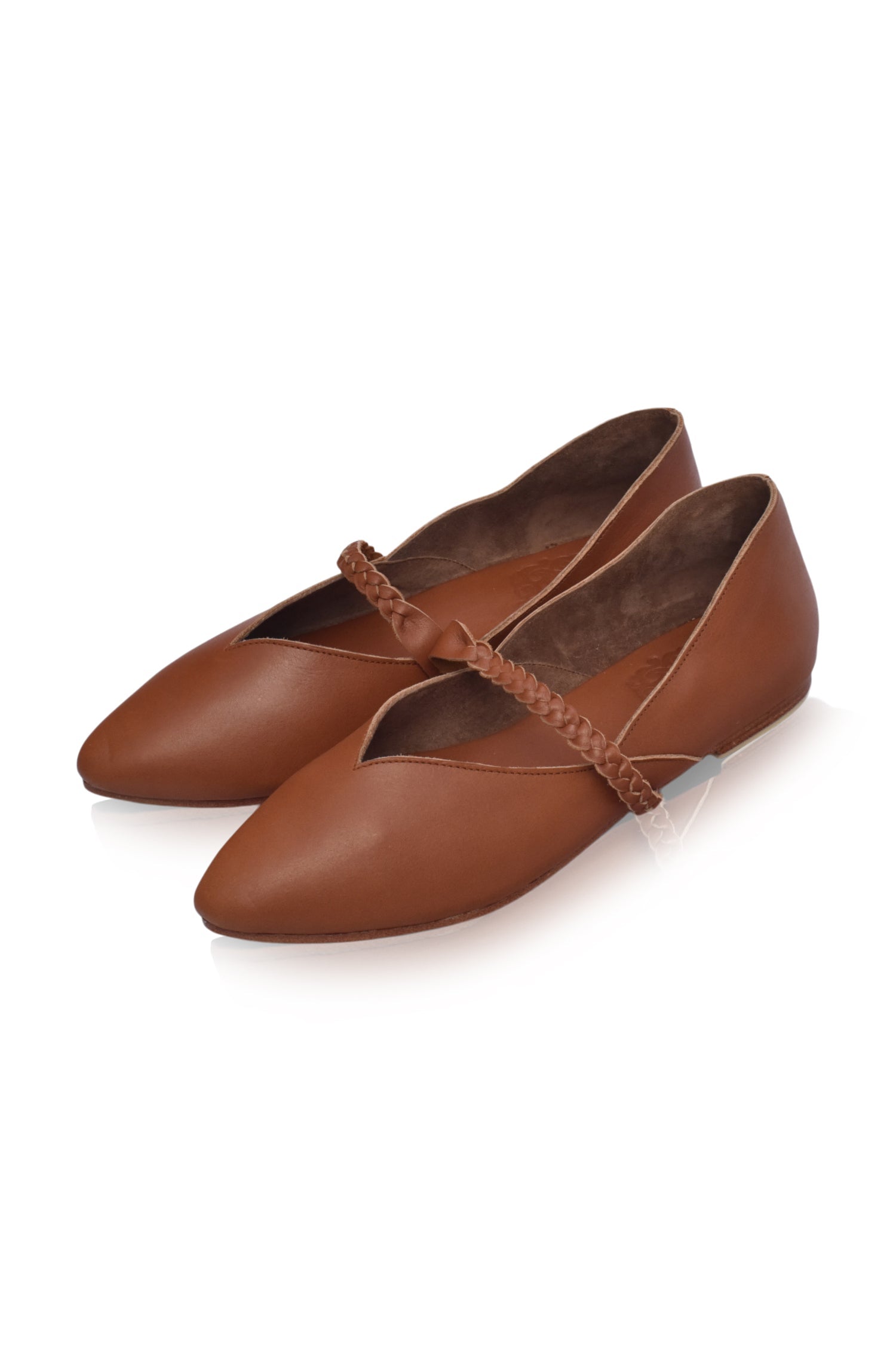 New Love Braided Pointed Toe Leather Flats-3