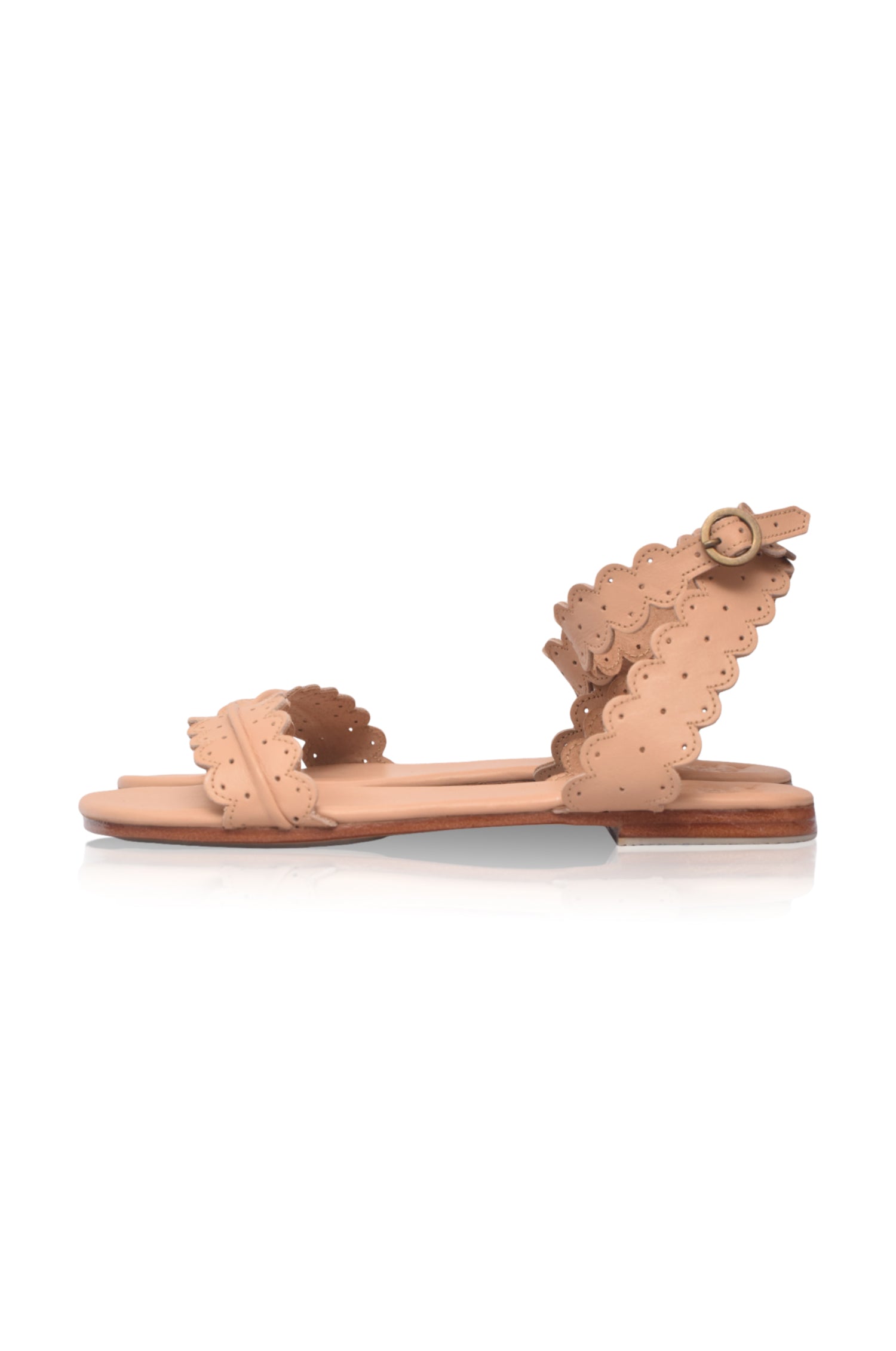 Nirvana Scalloped Wrap Leather Sandals-1